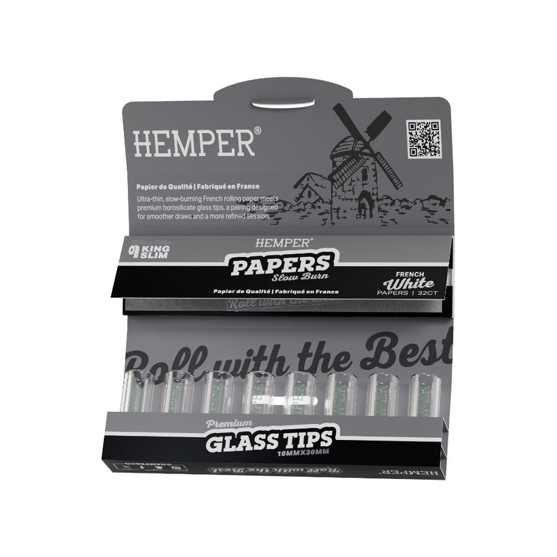 Hemper King Size Classic White Paper + 10mm Glass Tips