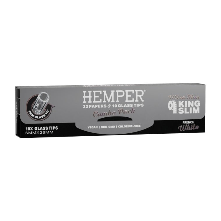 Hemper King Size Classic White Paper + 10mm Glass Tips