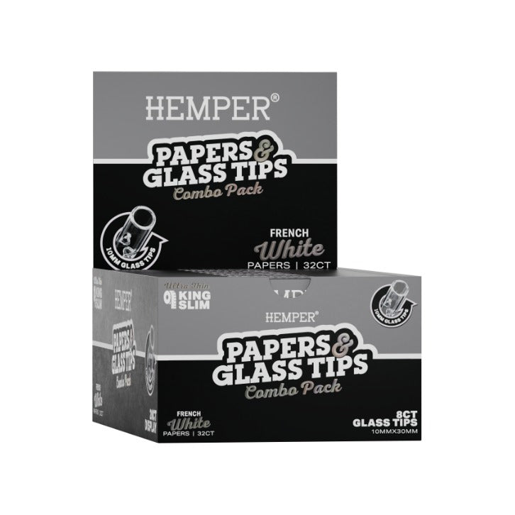 Hemper King Size Classic White Paper + 10mm Glass Tips