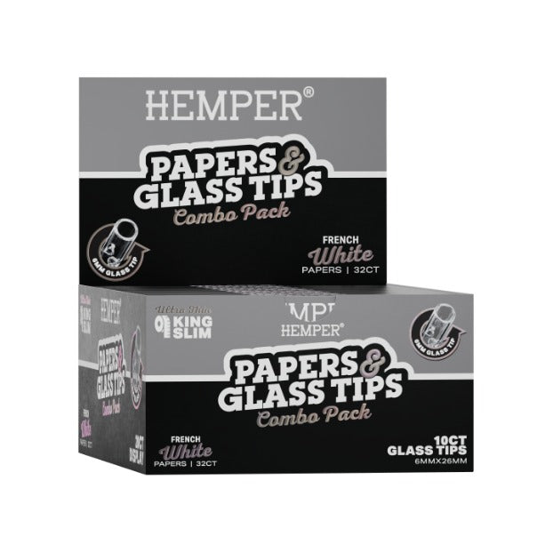 Hemper King Size Classic White Paper + 6mm Glass Tips
