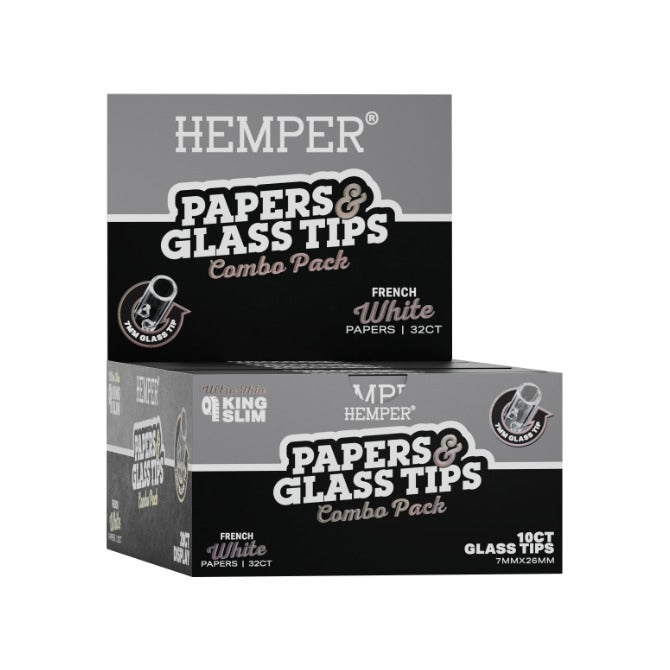 Hemper King Size Classic White Paper + 7mm Glass Tips