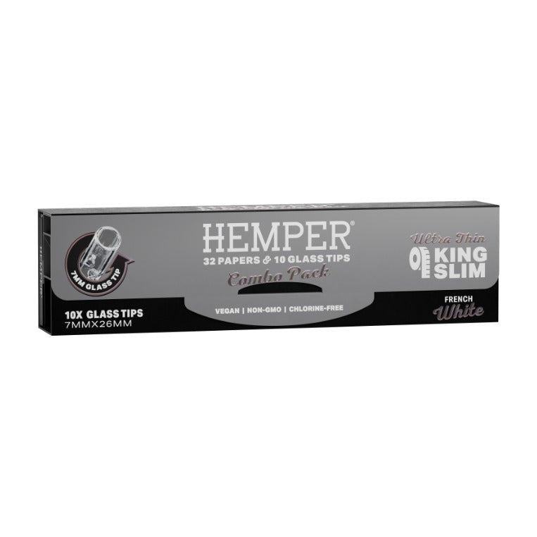 Hemper King Size Classic White Paper + 7mm Glass Tips