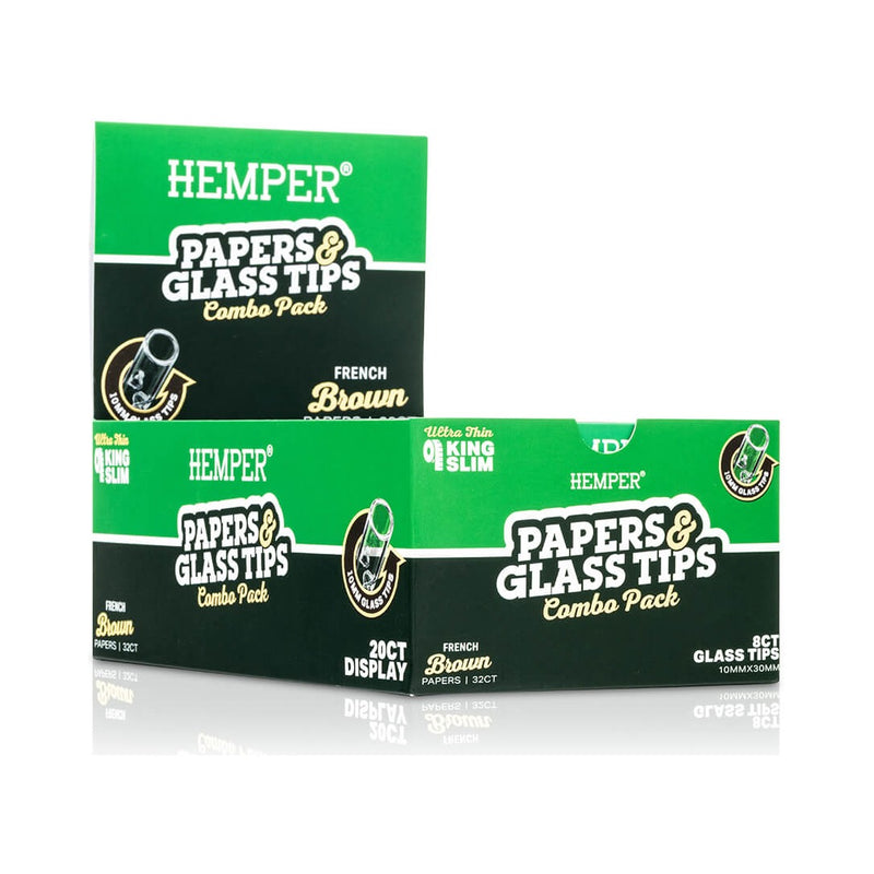 Hemper King Size Natural Brown Paper + 10mm Glass Tips