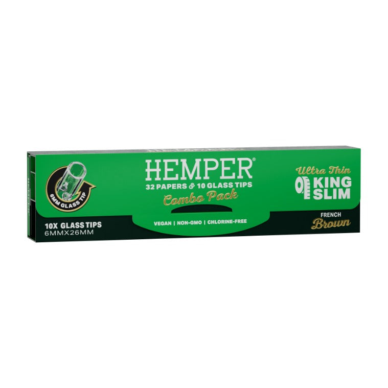 Hemper King Size Natural Brown Paper + 6mm Glass Tips