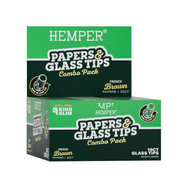Hemper King Size Natural Brown Paper + 6mm Glass Tips