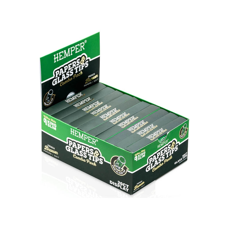 Hemper King Size Natural Brown Paper + 6mm Glass Tips