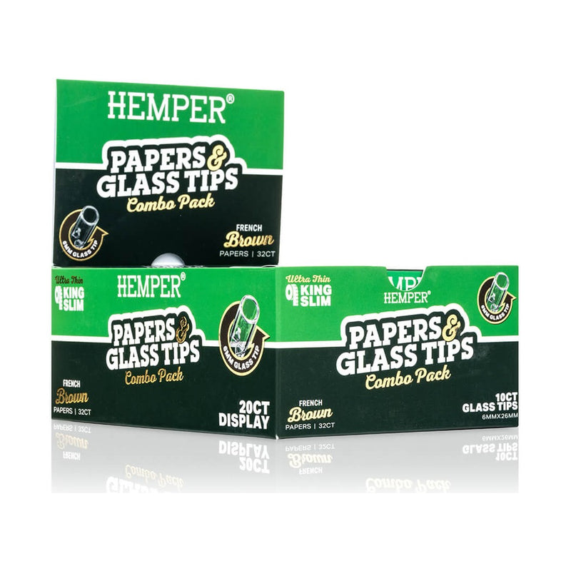 Hemper King Size Natural Brown Paper + 6mm Glass Tips