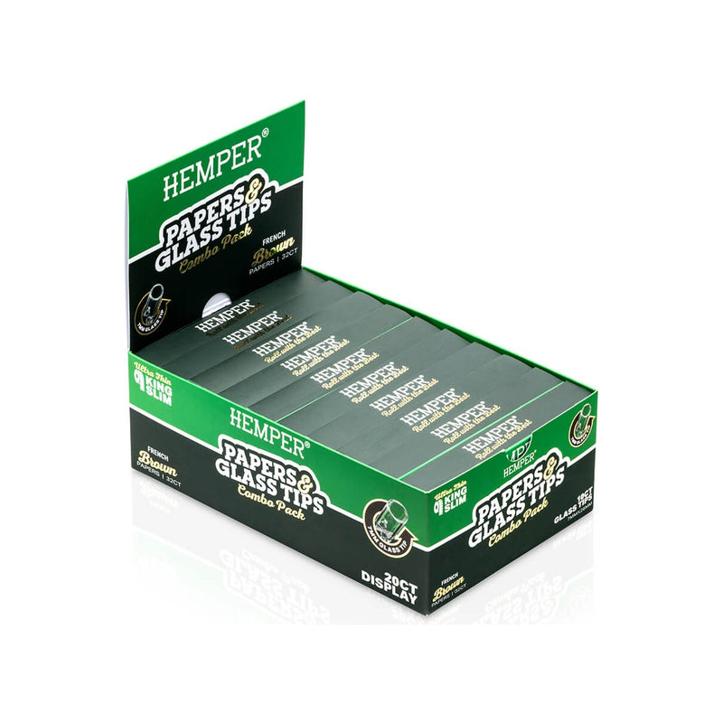 Hemper King Size Natural Brown Paper + 7mm Glass Tips