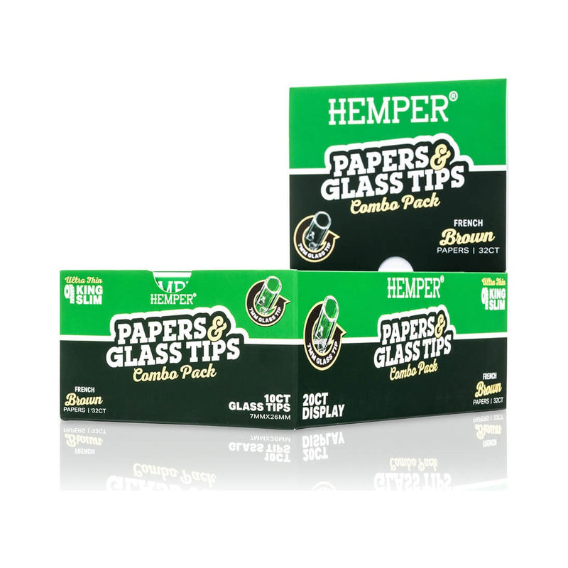 Hemper King Size Natural Brown Paper + 7mm Glass Tips