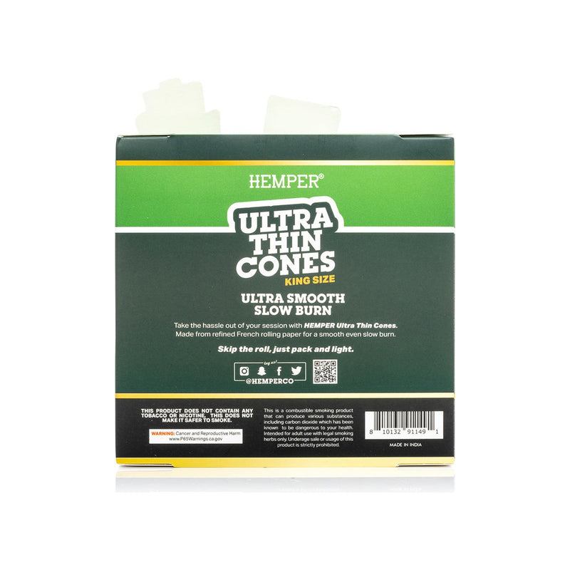 Hemper Ultra Thin King Size Pre-Rolled Cones French White Paper 3pcs