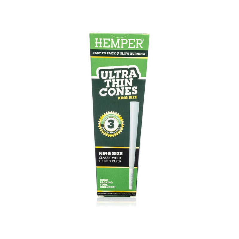 Hemper Ultra Thin King Size Pre-Rolled Cones French White Paper 3pcs