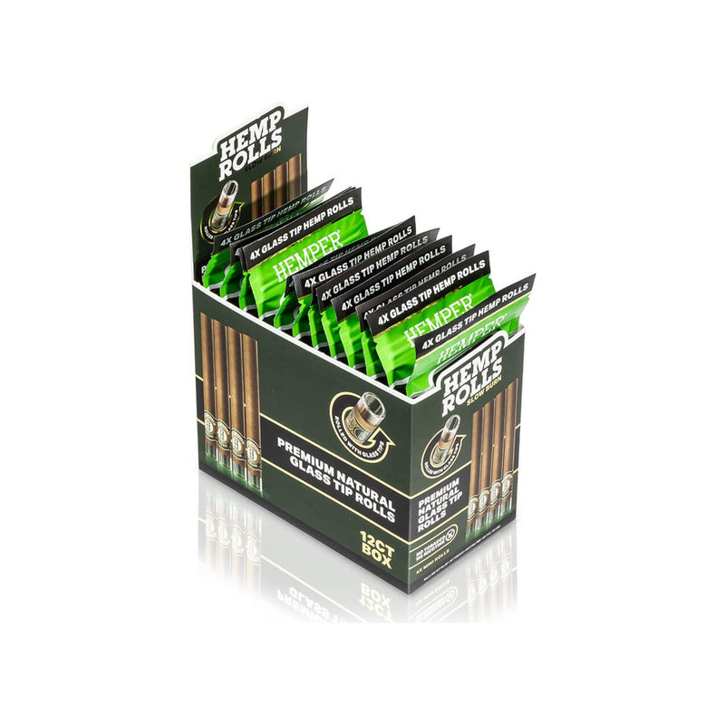 Hemper Pre-Rolled Glass Tipped Hemp Rolls Natural - Mini Size