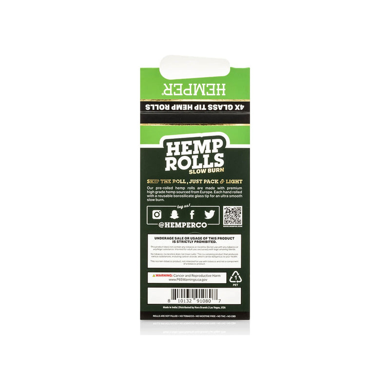 Hemper Pre-Rolled Glass Tipped Hemp Rolls Natural - Mini Size