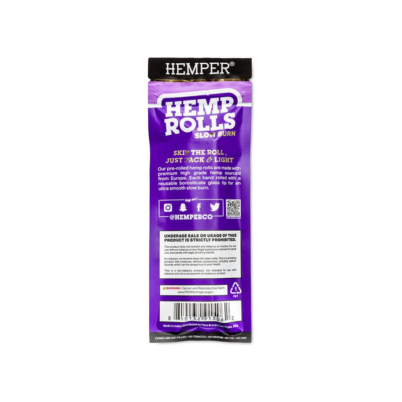 Hemper Pre-Rolled Glass Tipped Hemp Rolls Grape - King Size