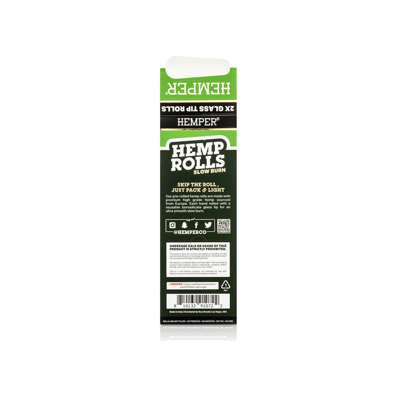 Hemper Pre-Rolled Glass Tipped Hemp Rolls Natural - King Size