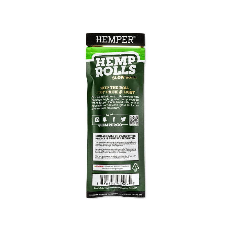 Hemper Pre-Rolled Glass Tipped Hemp Rolls Natural - King Size