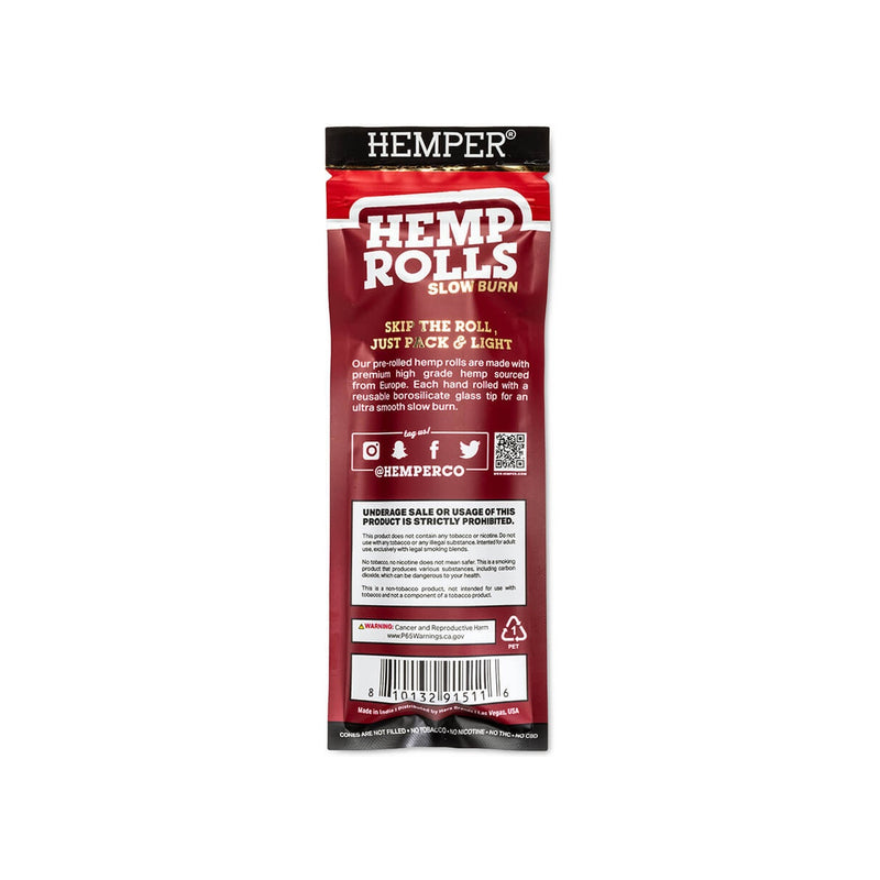 Hemper Pre-Rolled Glass Tipped Hemp Rolls Sweet - King Size