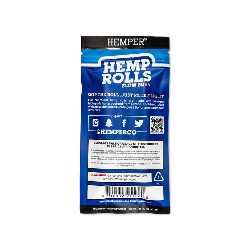 Hemper Pre-Rolled Glass Tipped Hemp Rolls Blueberry - Mini Size
