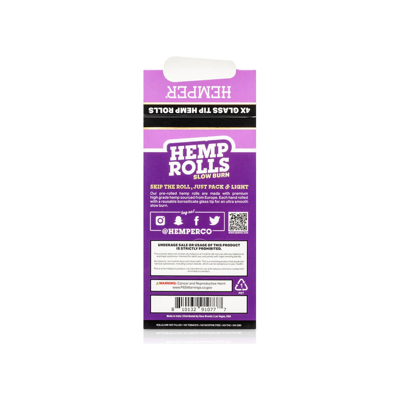 Hemper Pre-Rolled Glass Tipped Hemp Rolls Grape - Mini Size