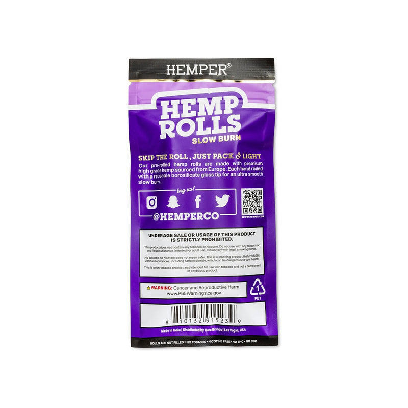 Hemper Pre-Rolled Glass Tipped Hemp Rolls Grape - Mini Size