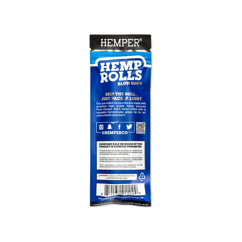 Hemper Pre-Rolled Glass Tipped Hemp Rolls Blueberry - King Size