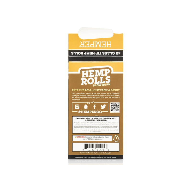 Hemper Pre-Rolled Glass Tipped Hemp Rolls Honey - Mini Size