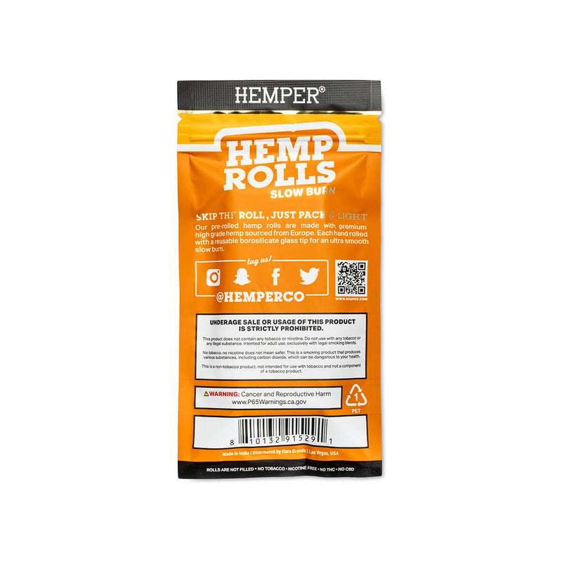 Hemper Pre-Rolled Glass Tipped Hemp Rolls Mango - Mini Size