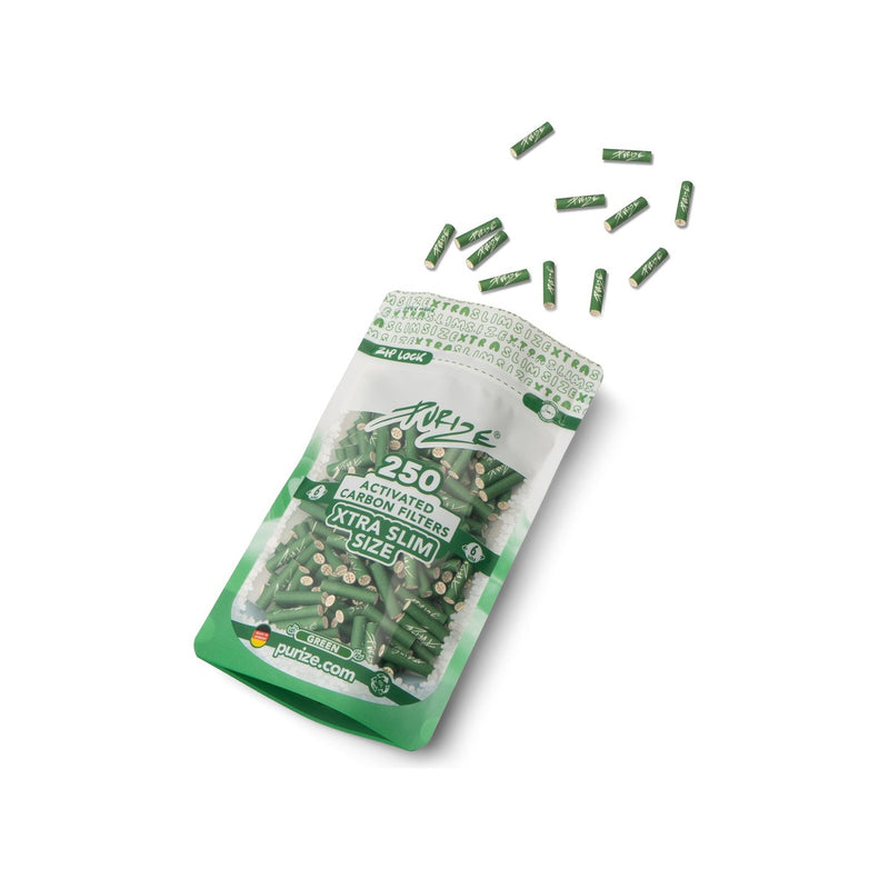 Purize Aktivkohlefilter XTRA Slim - Green (Pack of 250)